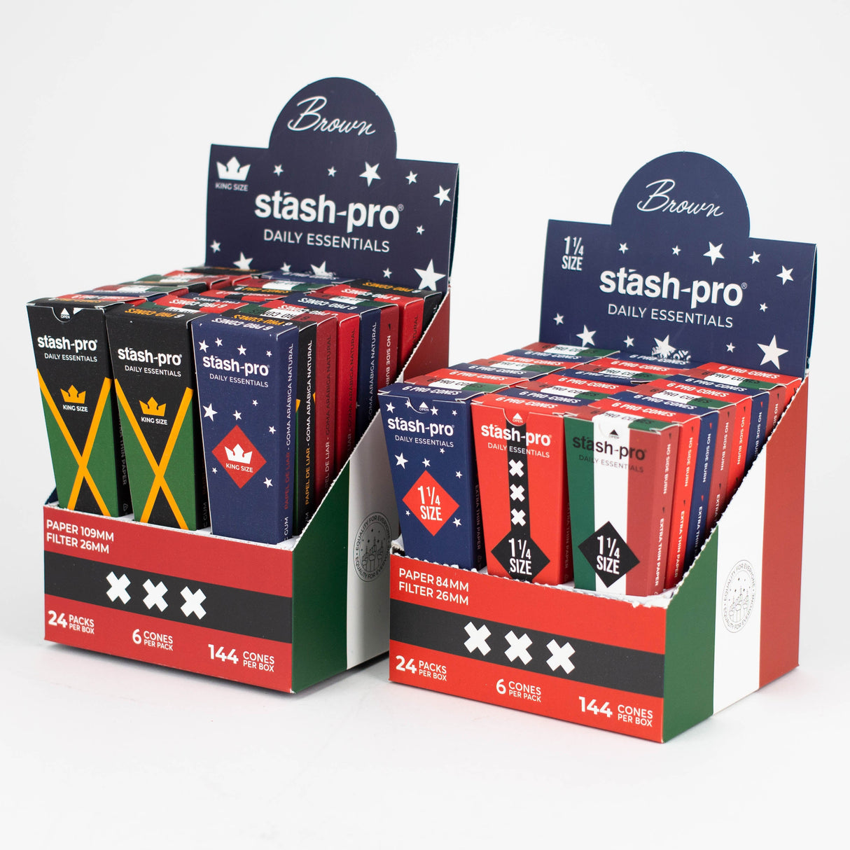 Stash-Pro | Unbleached (Brown) Pro 6 Cones box of 24