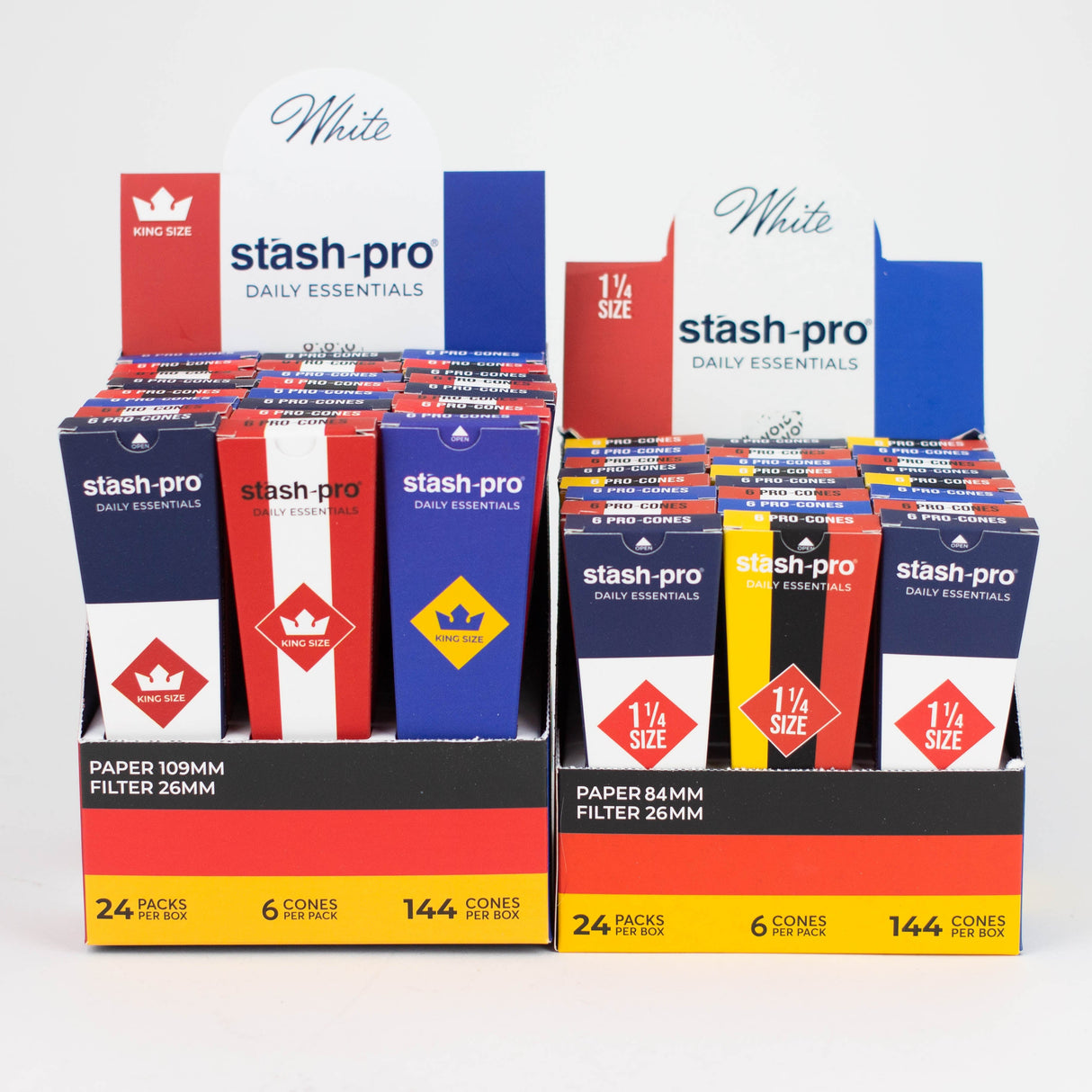Stash-Pro | Bleached (White) Pro 6 Cones box of 24