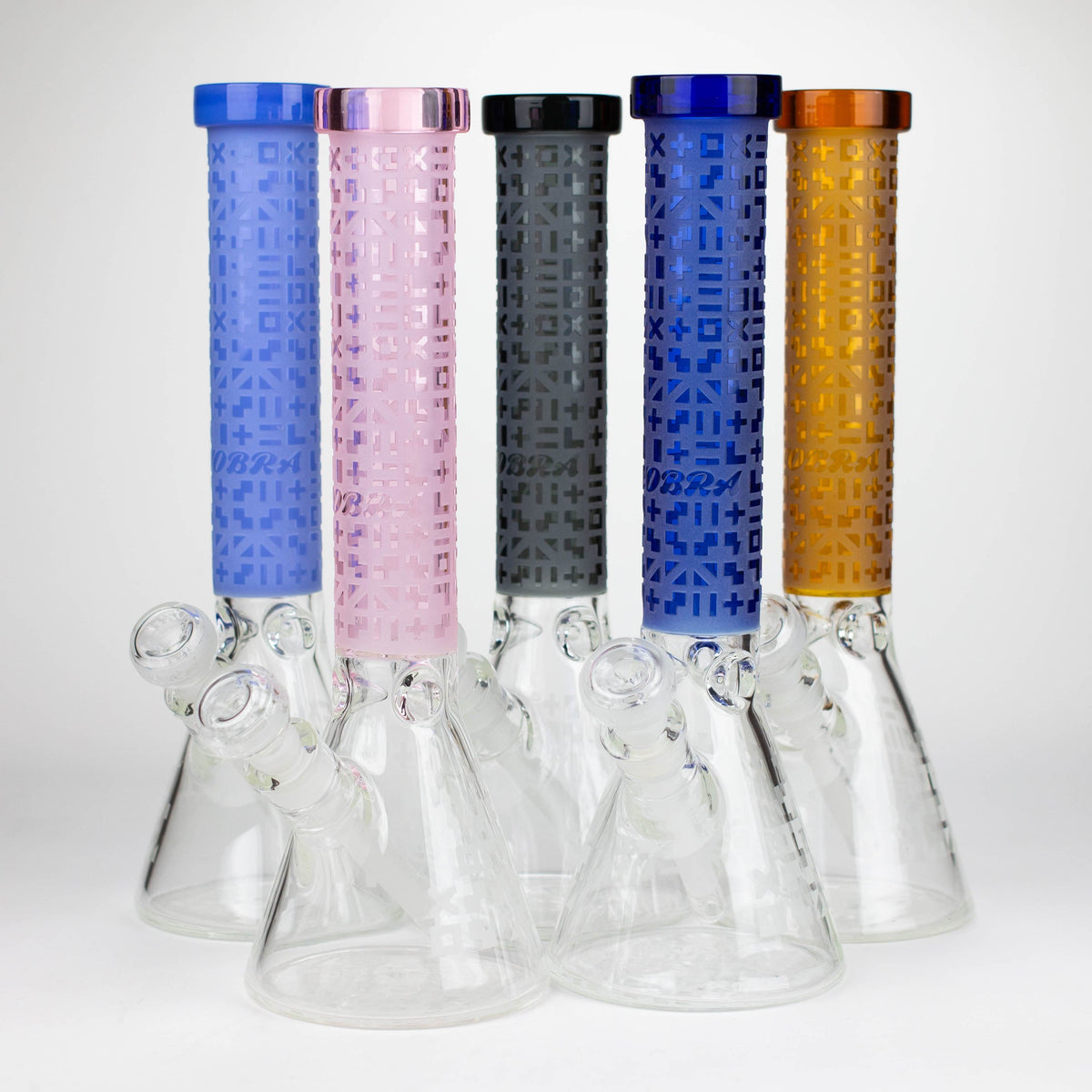 JJ Distribution Glass Bong COBRA 14-Inch Sandblasted Maze-Style Geometric 7mm Glass Bong COBRA 14" Geometric 7mm Glass Bong - Ice Catcher