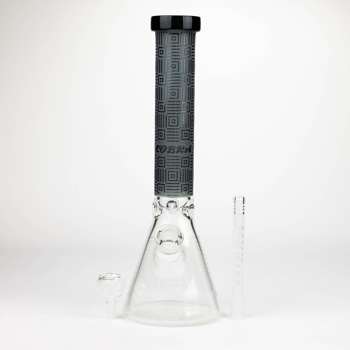 JJ Distribution Glass Bong COBRA 14-Inch Sandblasted Square Maze 7mm Glass Bong COBRA 14" Square Maze 7mm Glass Bong - Ice Catcher