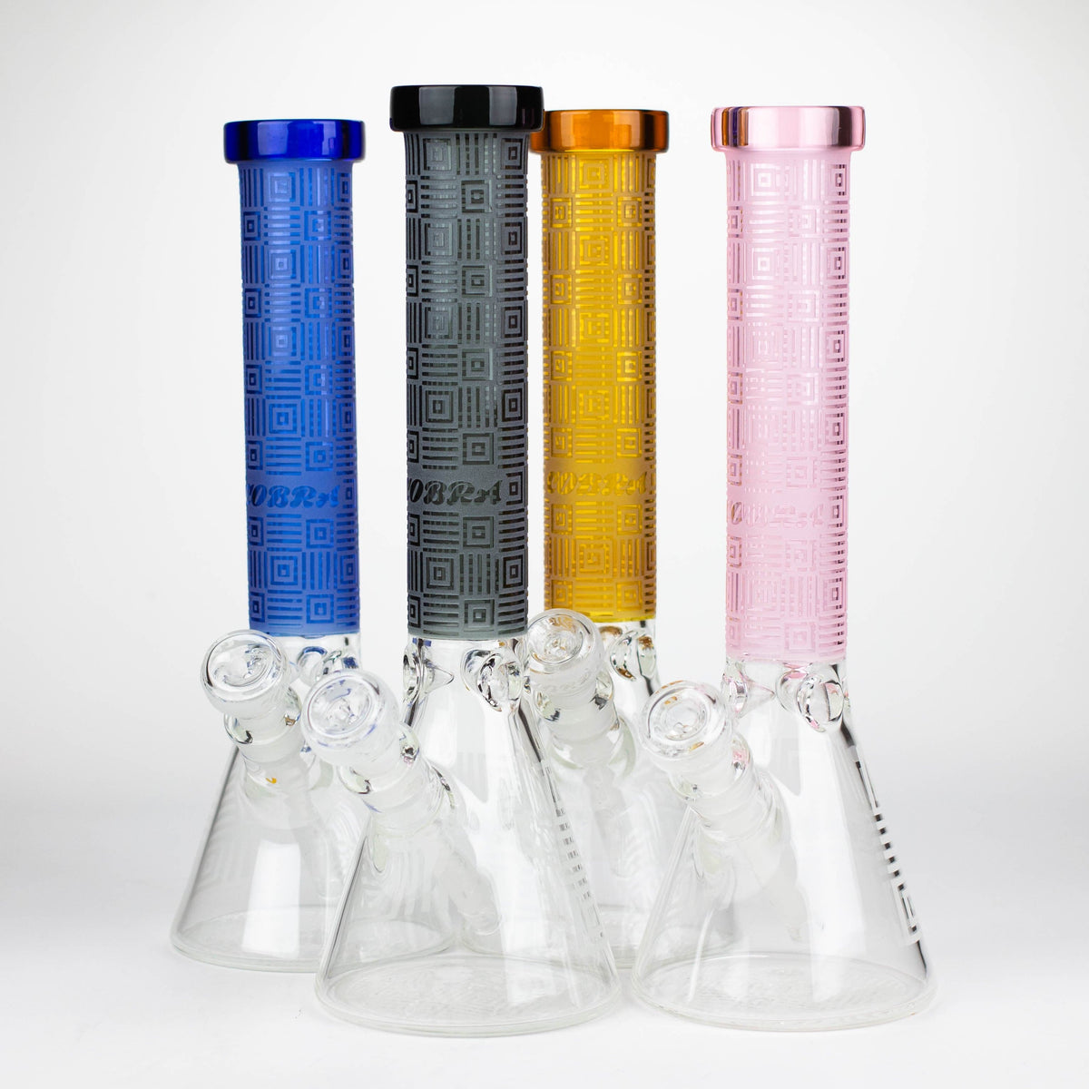 JJ Distribution Glass Bong COBRA 14-Inch Sandblasted Square Maze 7mm Glass Bong COBRA 14" Square Maze 7mm Glass Bong - Ice Catcher