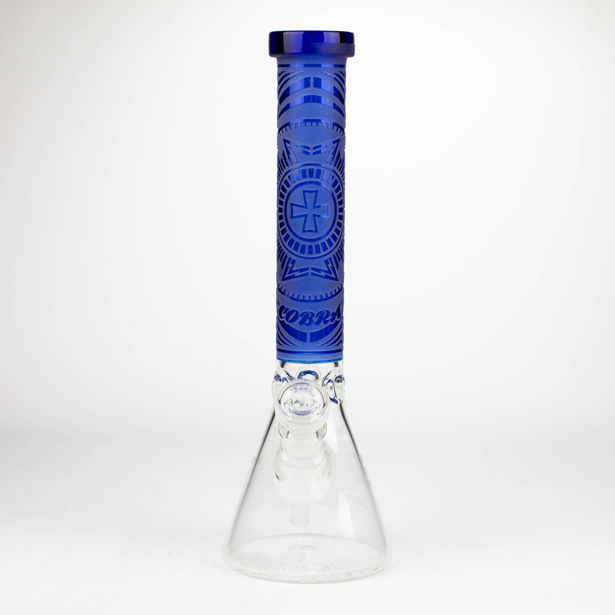 JJ Distribution Glass Bong COBRA 14-Inch Sandblasted Medallion 7mm Glass Bong COBRA 14" Medallion 7mm Glass Bong - Ice Catcher