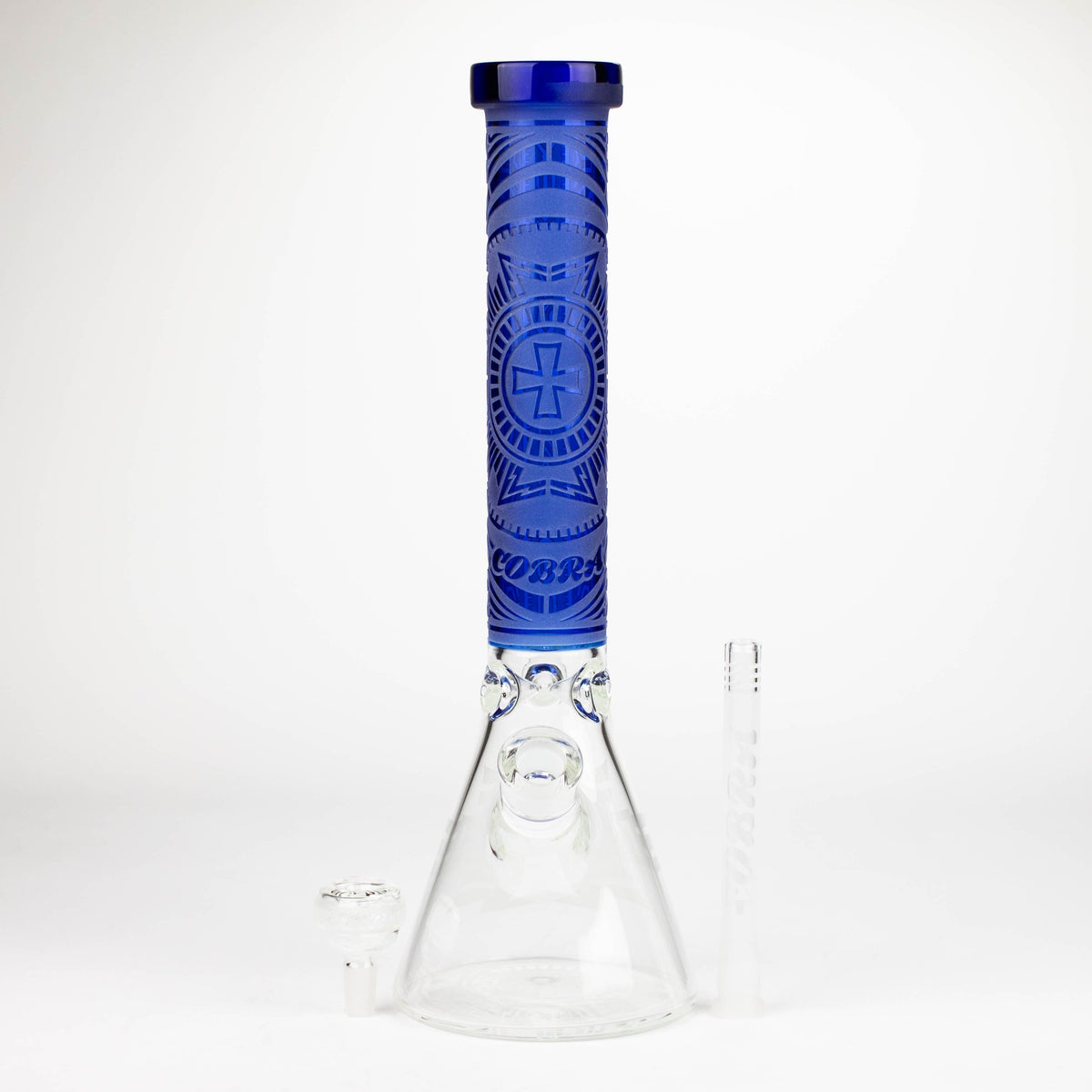 JJ Distribution Glass Bong COBRA 14-Inch Sandblasted Medallion 7mm Glass Bong COBRA 14" Medallion 7mm Glass Bong - Ice Catcher