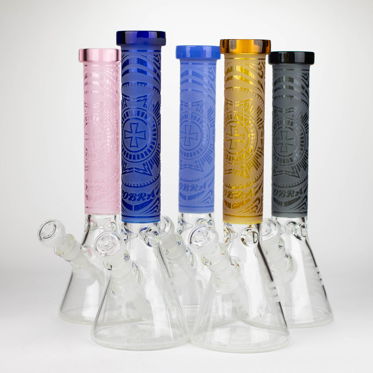 JJ Distribution Glass Bong COBRA 14-Inch Sandblasted Medallion 7mm Glass Bong COBRA 14" Medallion 7mm Glass Bong - Ice Catcher