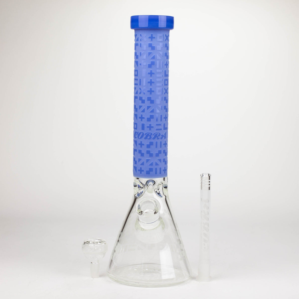 JJ Distribution Glass Bong COBRA 14-Inch Sandblasted Maze-Style Geometric 7mm Glass Bong COBRA 14" Geometric 7mm Glass Bong - Ice Catcher