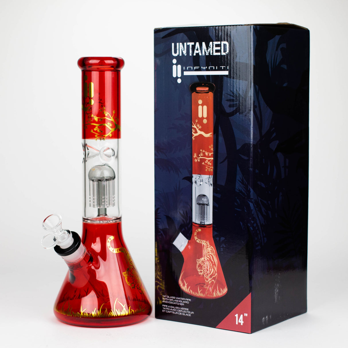 Infyniti Untamed Bong en verre de 14" avec percolateur Tiger Tree