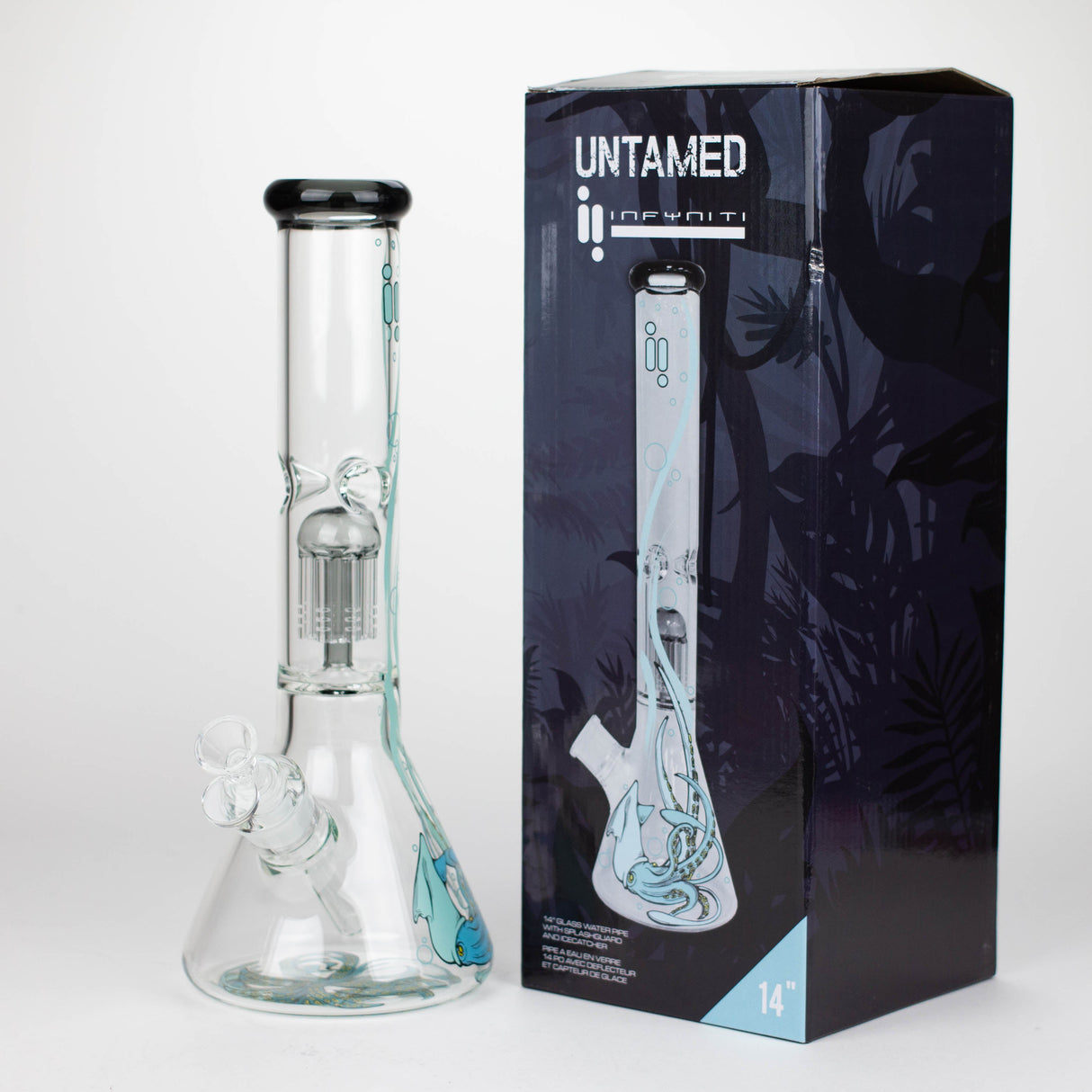 Infyniti Untamed Bong en verre avec percolateur pieuvre 14"
