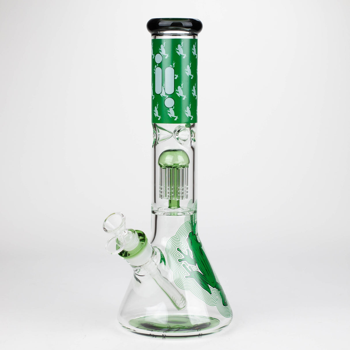Infyniti Untamed 14" Green Frog Tree Perc Beaker Bong en verre