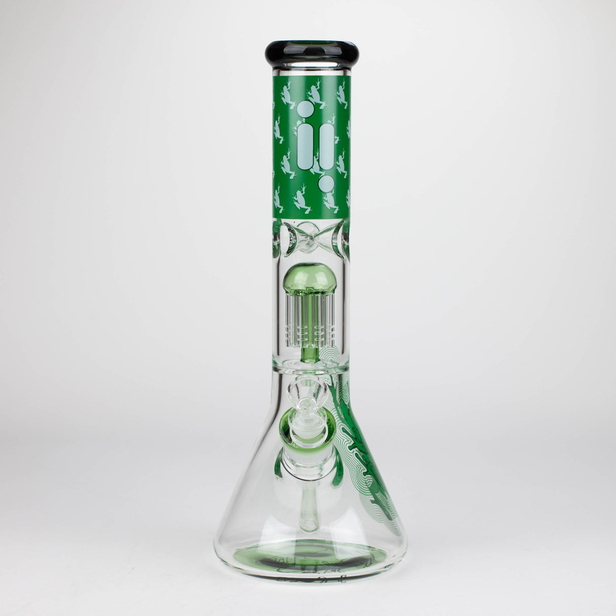 Infyniti Untamed 14" Green Frog Tree Perc Beaker Bong en verre