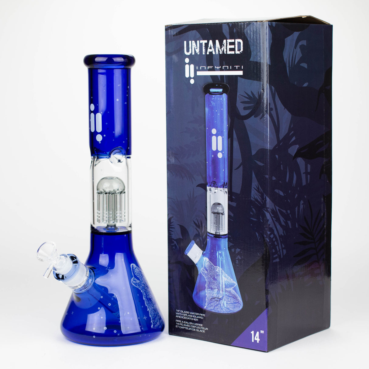 Bong en verre Infyniti Untamed 14" Wolf Tree Perc Beaker