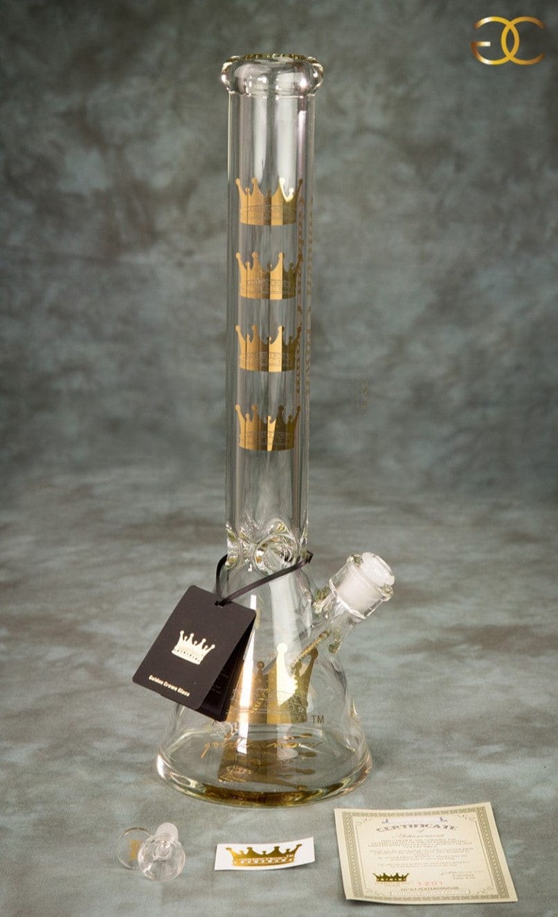 Smoke & Vape Distributor Glass Bong Golden Crown™ | 18 Inch 9mm glass bong with Signature and 24K Gold Emblem Golden Crown™ | 18 Inch 9mm glass bong with Signature and 24K Gold Emblem