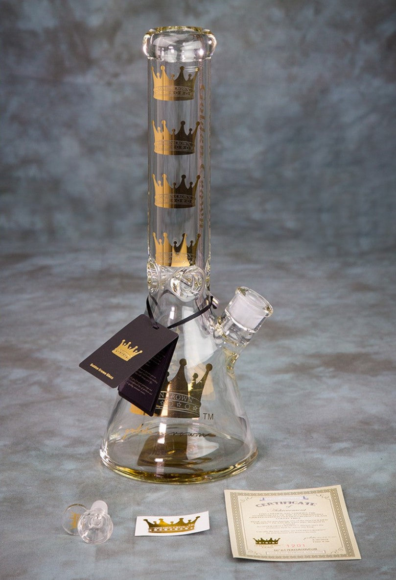 Golden Crown™ 14" Signature 9mm Glass Bong with 24K Emblem