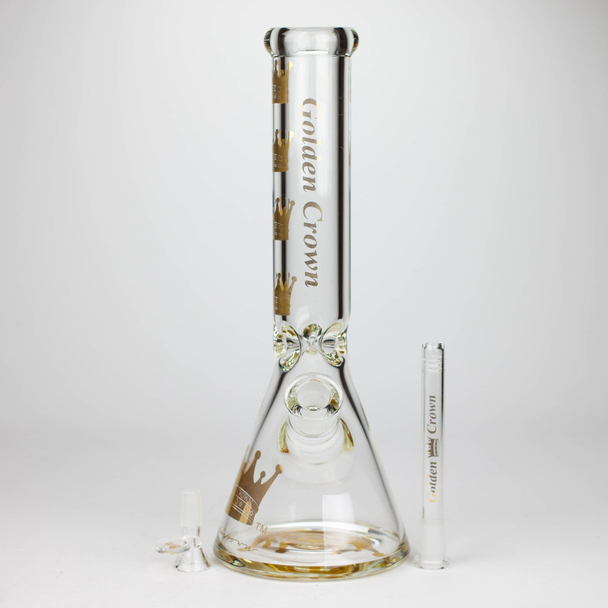 Golden Crown™ 14" Signature 9mm Glass Bong with 24K Emblem