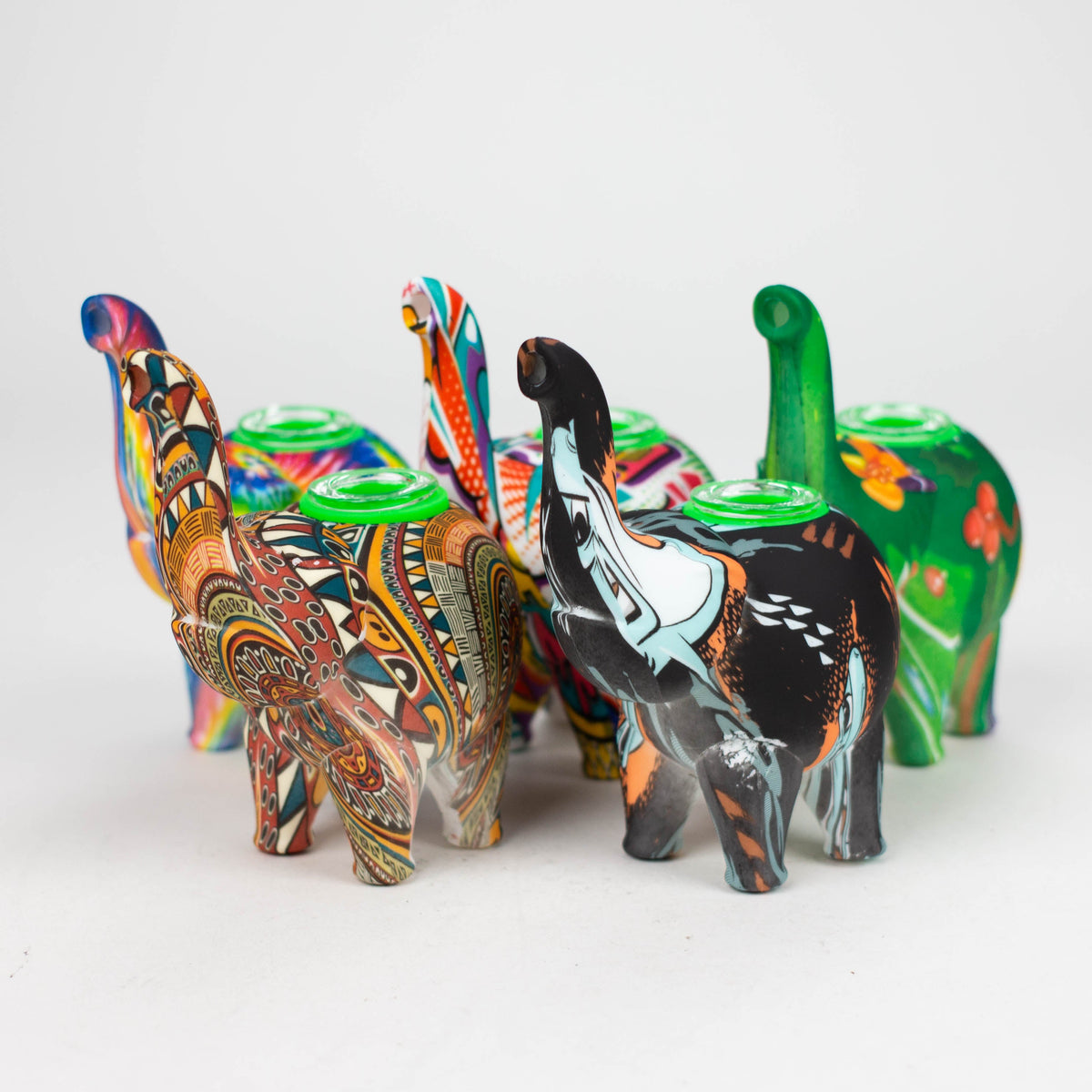 4.5-Inch Silicone Elephant Bubbler with Glass Bowl
