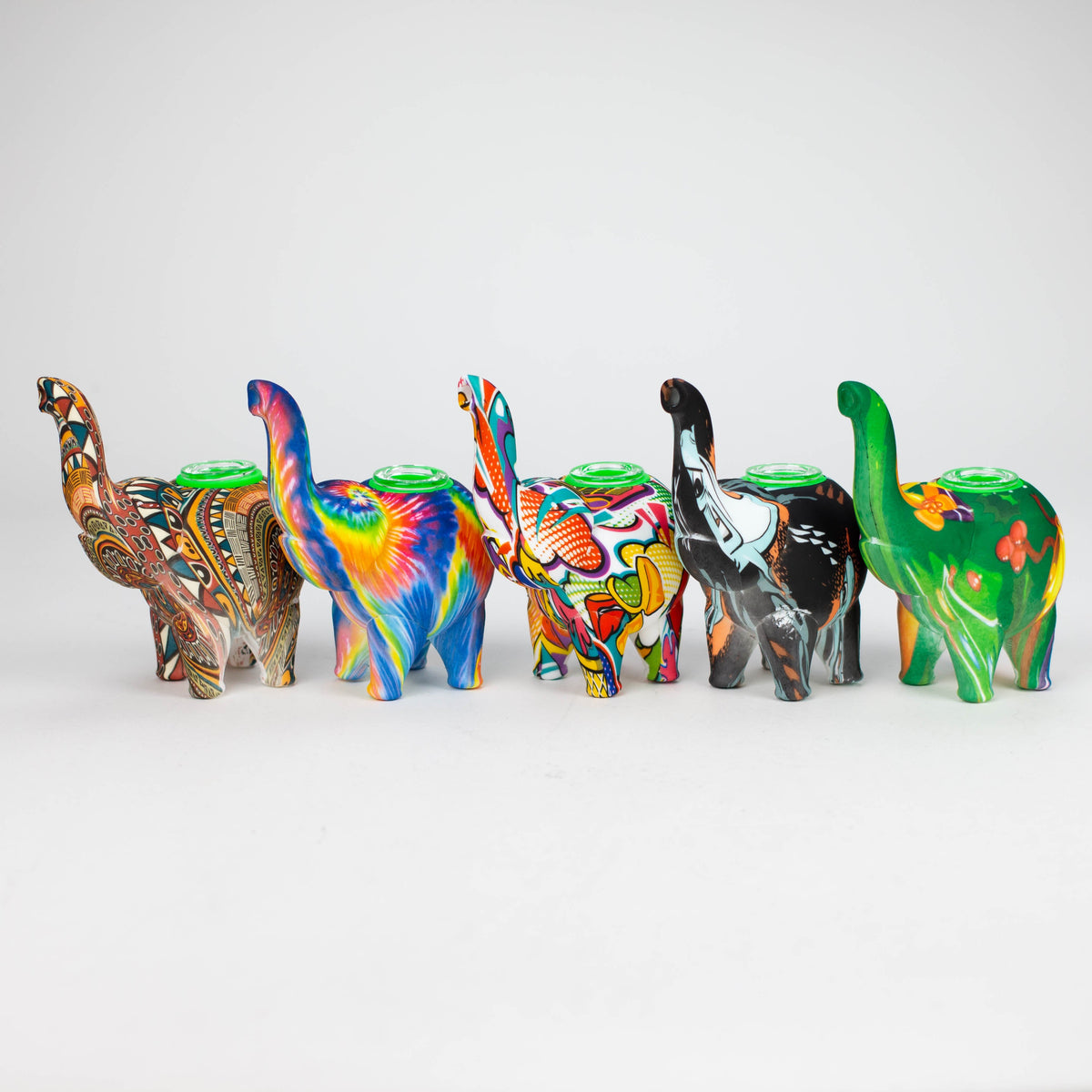 4.5-Inch Silicone Elephant Bubbler with Glass Bowl