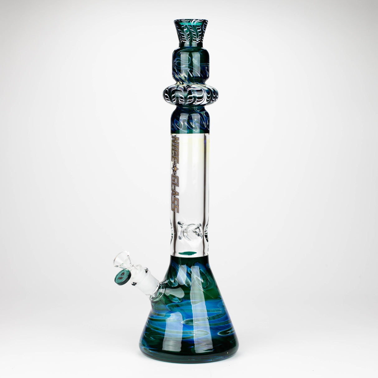 Bong en verre Bécher irisé à spirale fumée de 18 po NG