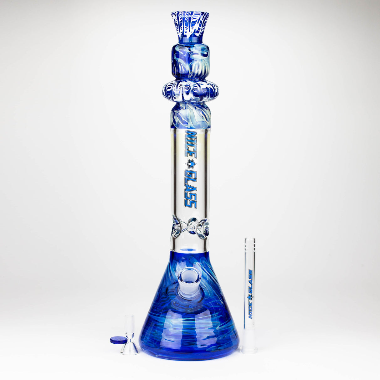 Bong en verre Bécher irisé à spirale fumée de 18 po NG