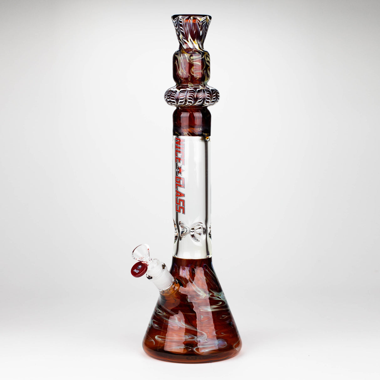 Bong en verre Bécher irisé à spirale fumée de 18 po NG