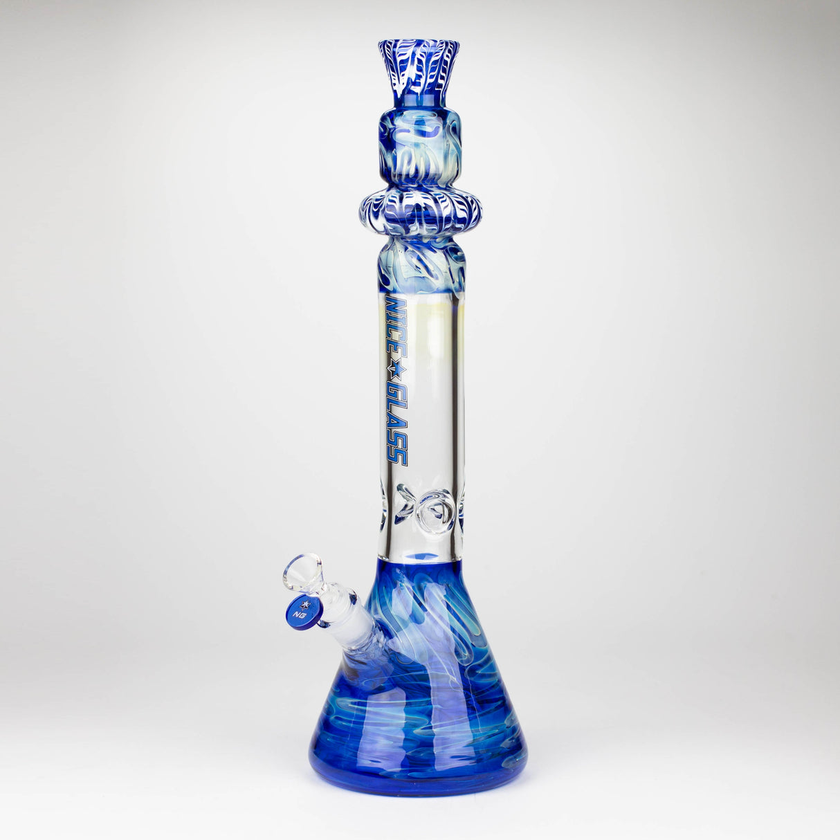 Bong en verre Bécher irisé à spirale fumée de 18 po NG