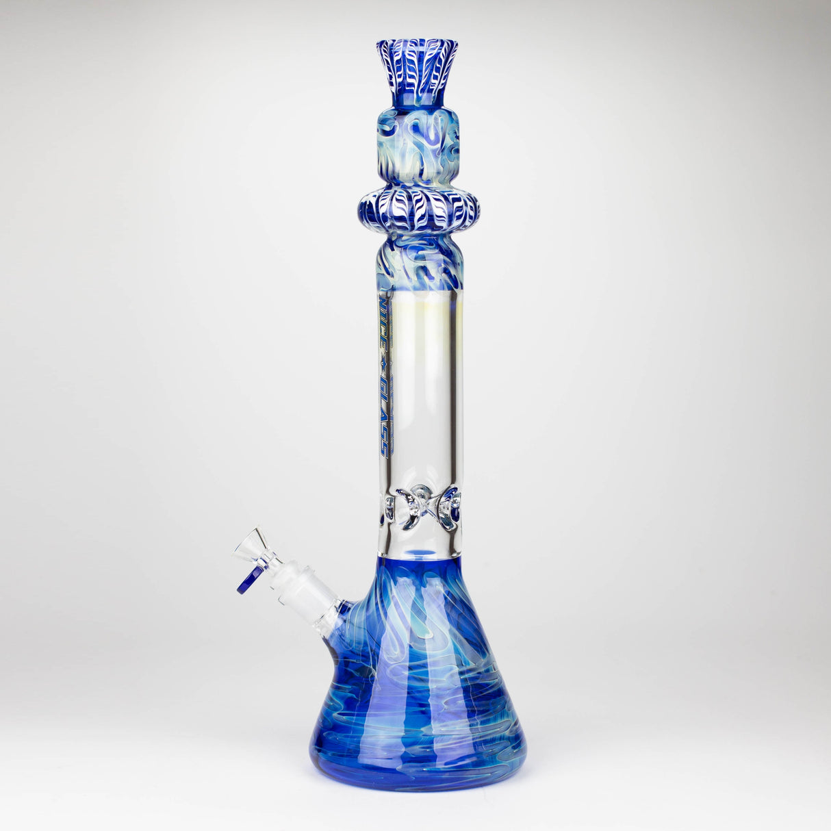Bong en verre Bécher irisé à spirale fumée de 18 po NG
