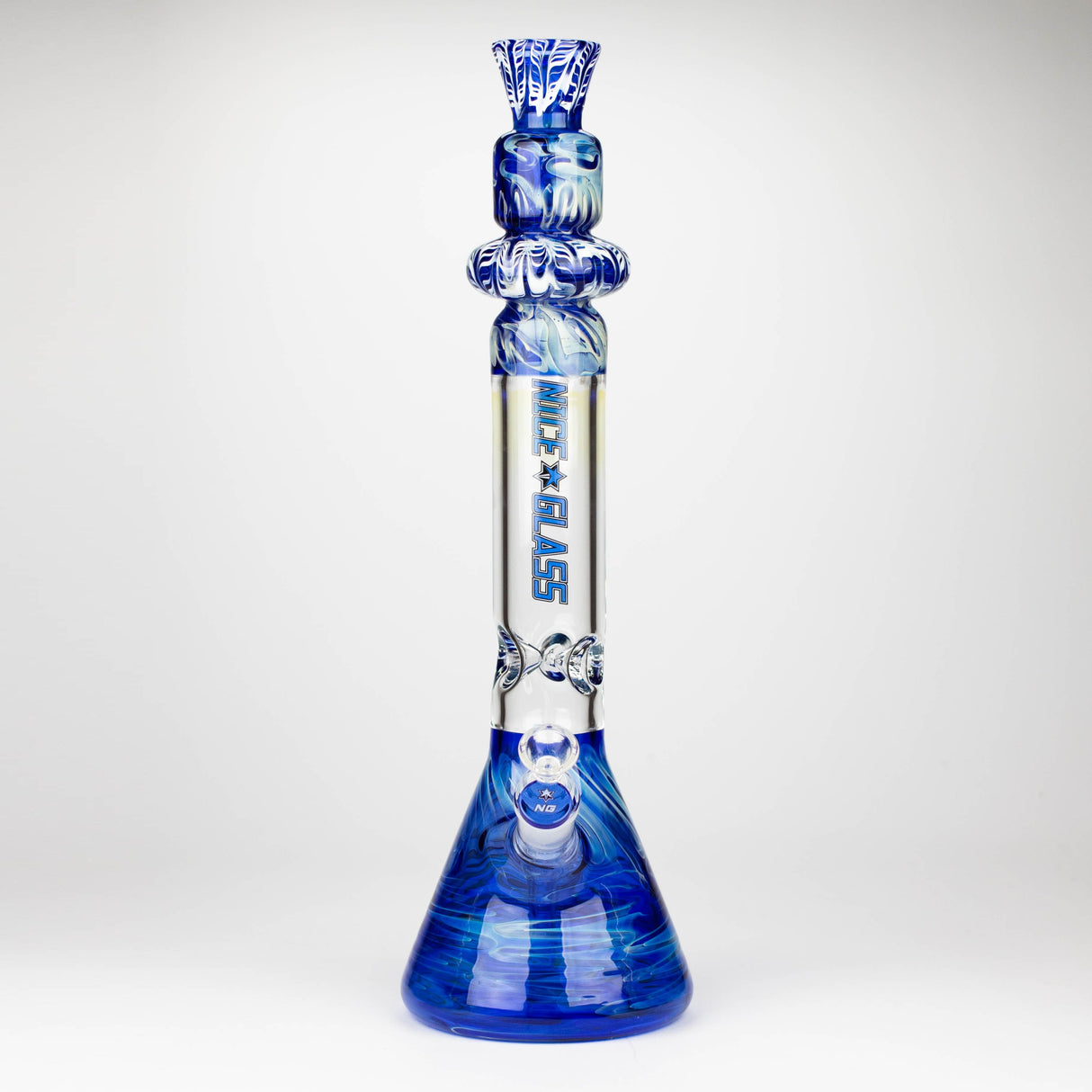 Bong en verre Bécher irisé à spirale fumée de 18 po NG
