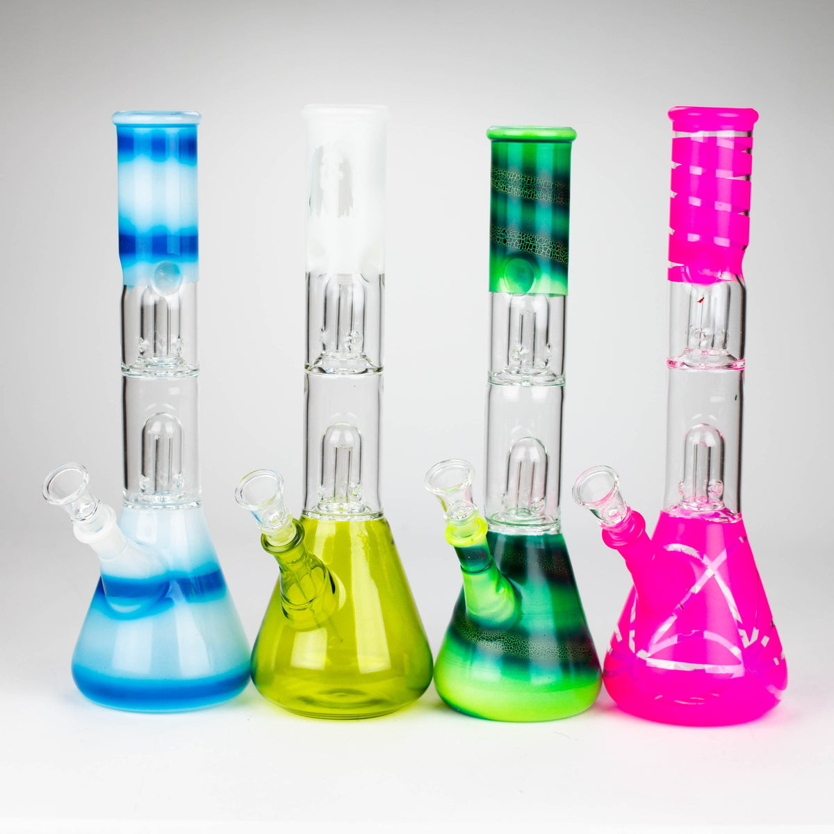 Bongzie Smokes Glass Bong 12" Double Dome Percolator Glass Bong with Ice Catcher 12" Double Dome Percolator Bong