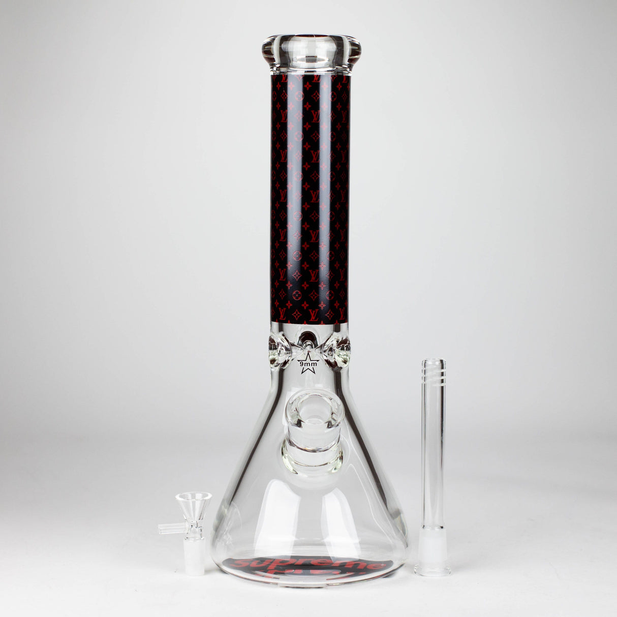 NIBO Distribution Glass Bong 14" Luxury Pattern 9 mm Glass Bong with Ice Catcher 14" Luxury Pattern 9 mm Glass Bong
