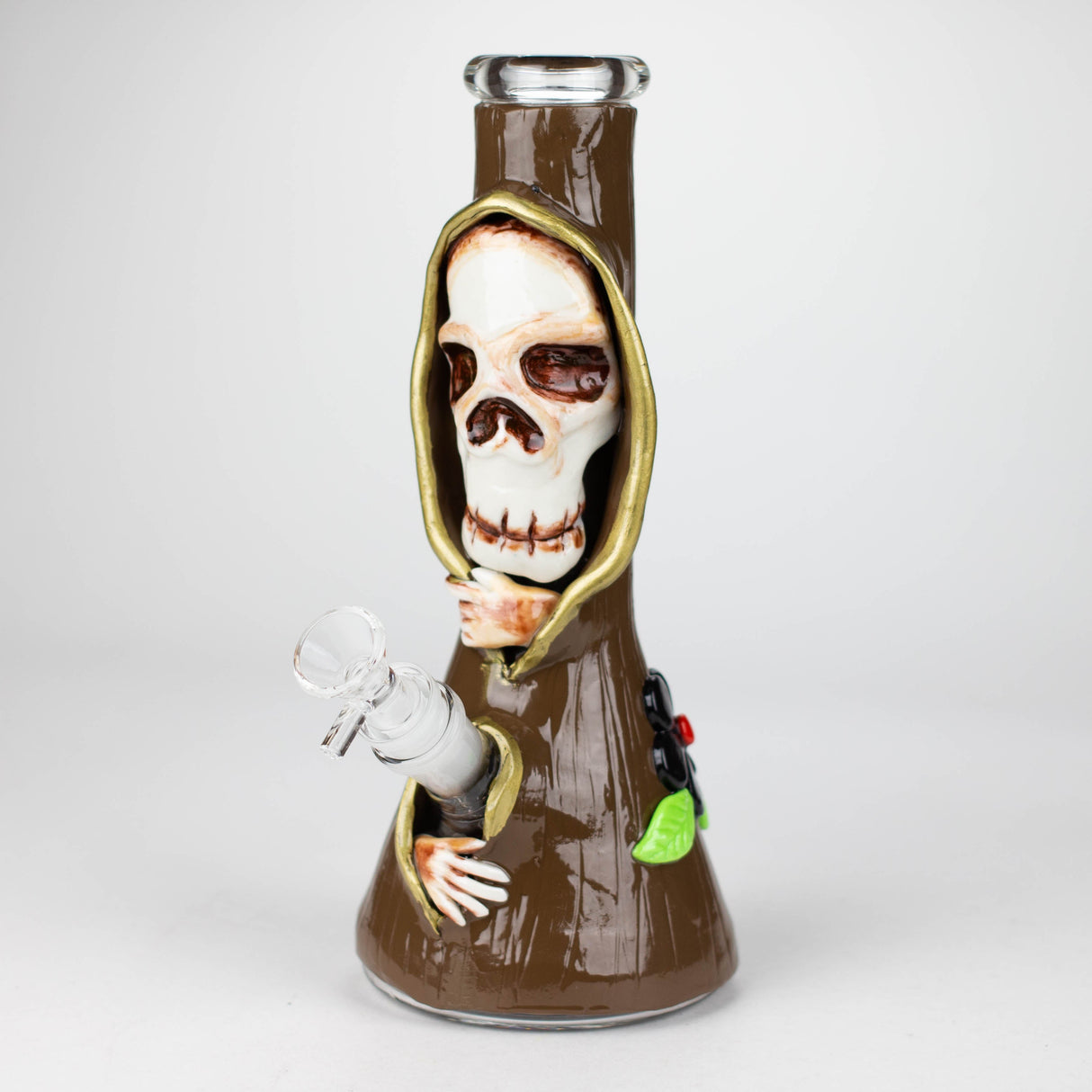 Bécher en verre crâne artistique en résine 3D de 10 po