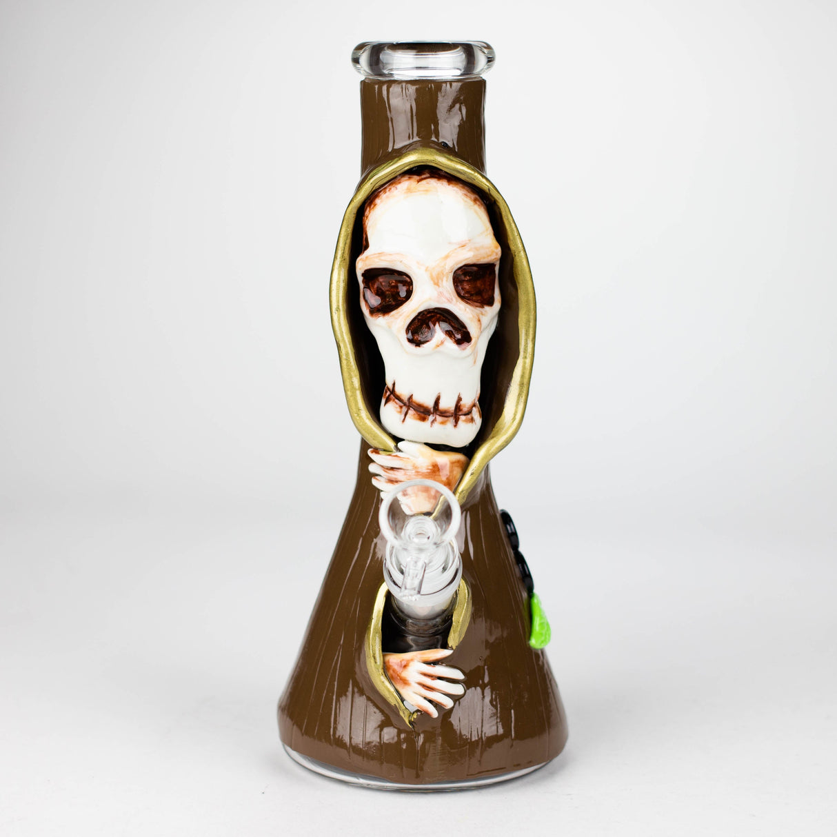 Bécher en verre crâne artistique en résine 3D de 10 po