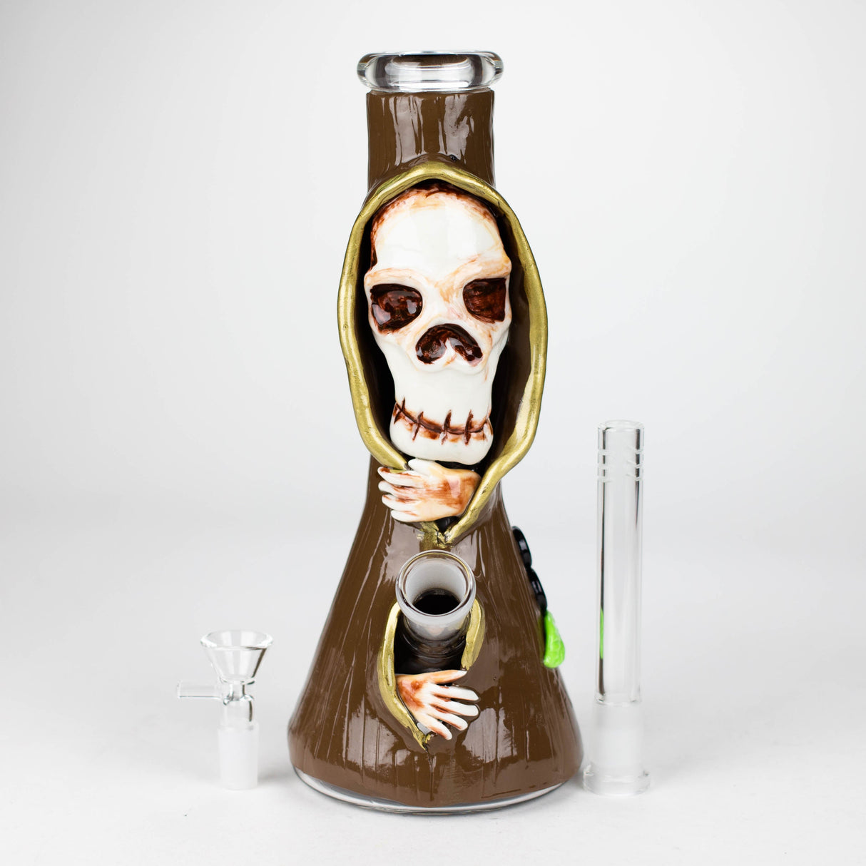 Bécher en verre crâne artistique en résine 3D de 10 po
