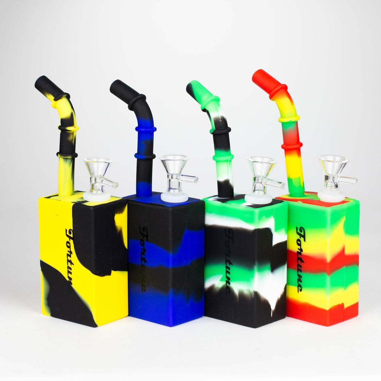 Fortune 8" Colour-Block Square Silicone Bong