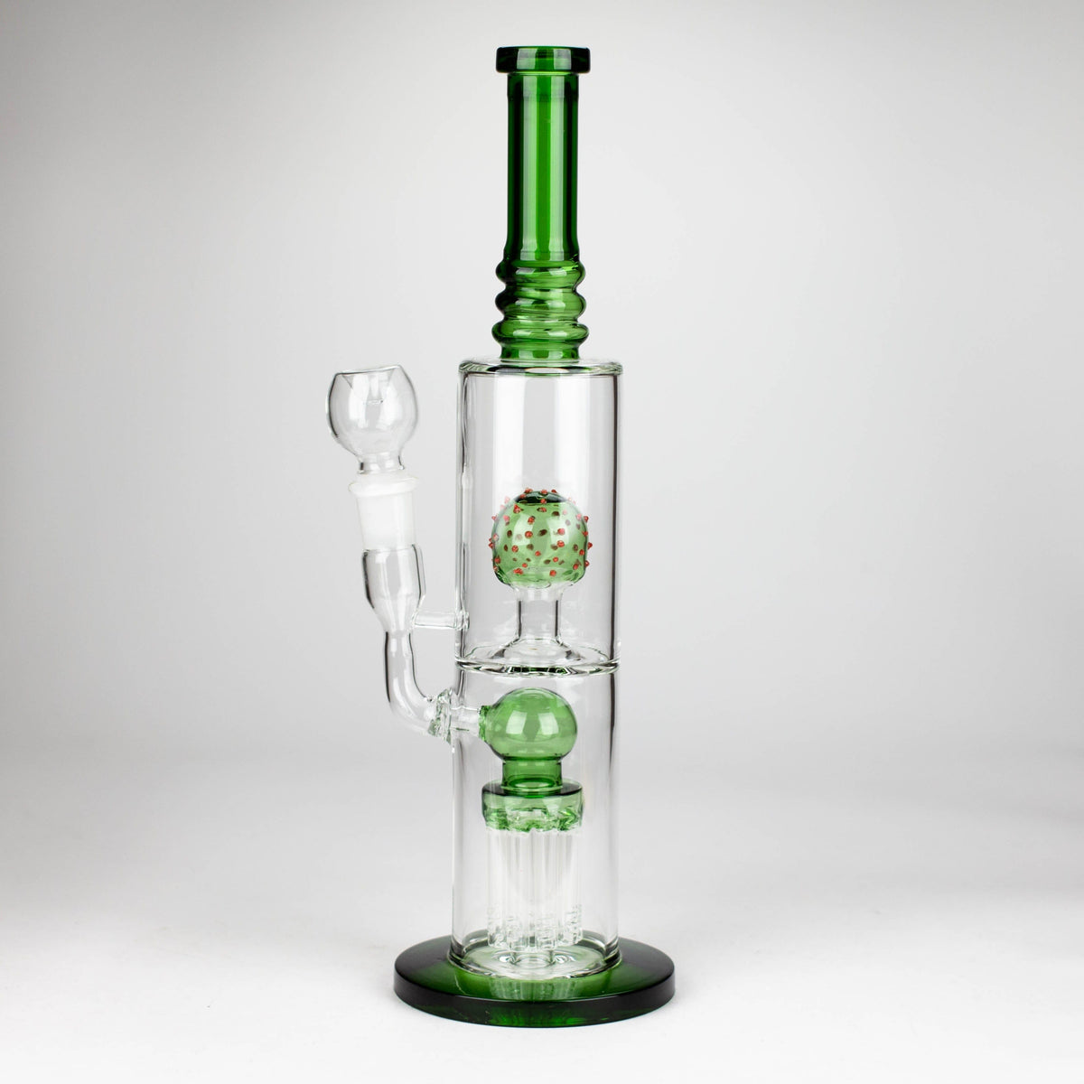 Bongzie Smokes Glass Bong 14" Color accented percolator glass bong with ball & Arm diffuser 14" Color accented percolator glass bong with ball & Arm diffuser