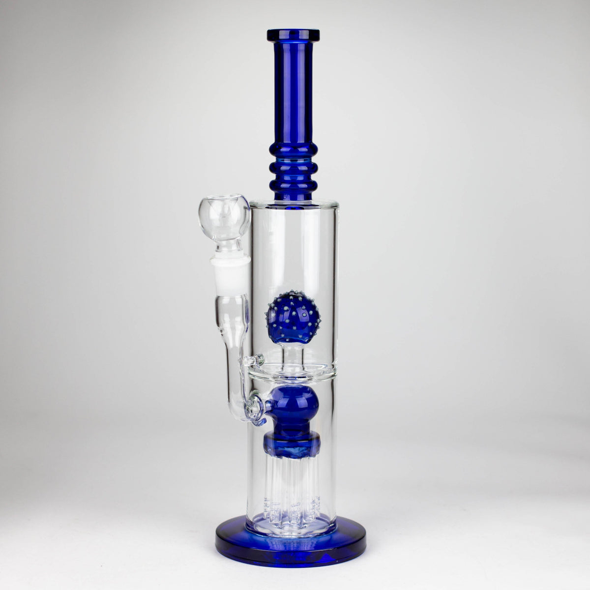 Bongzie Smokes Glass Bong 14" Color accented percolator glass bong with ball & Arm diffuser 14" Color accented percolator glass bong with ball & Arm diffuser
