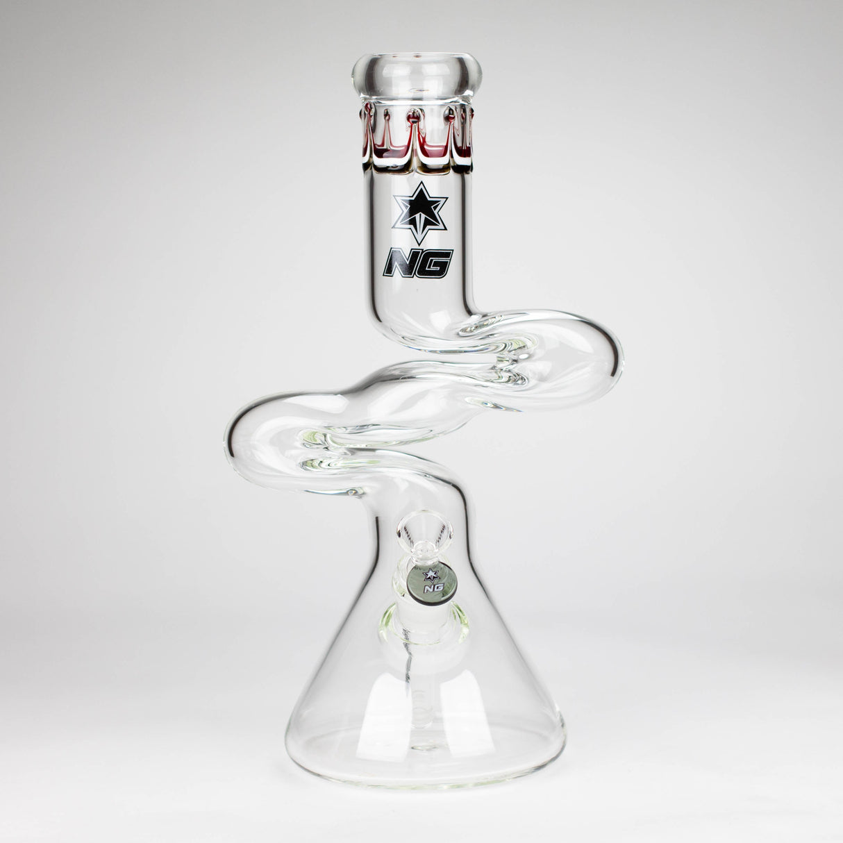 Bang en verre Zig-Zag double coude NG 14 po