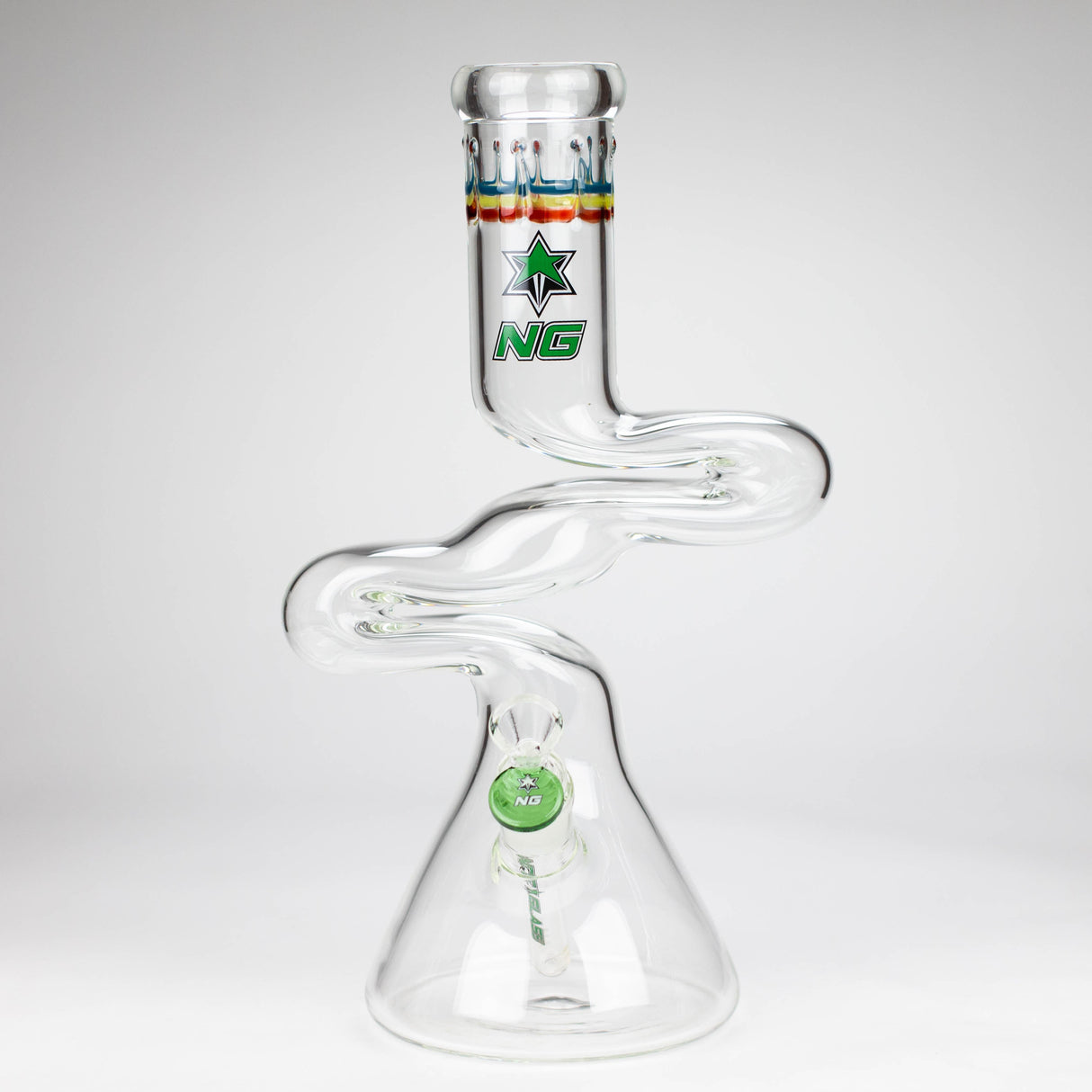 Bang en verre Zig-Zag double coude NG 14 po