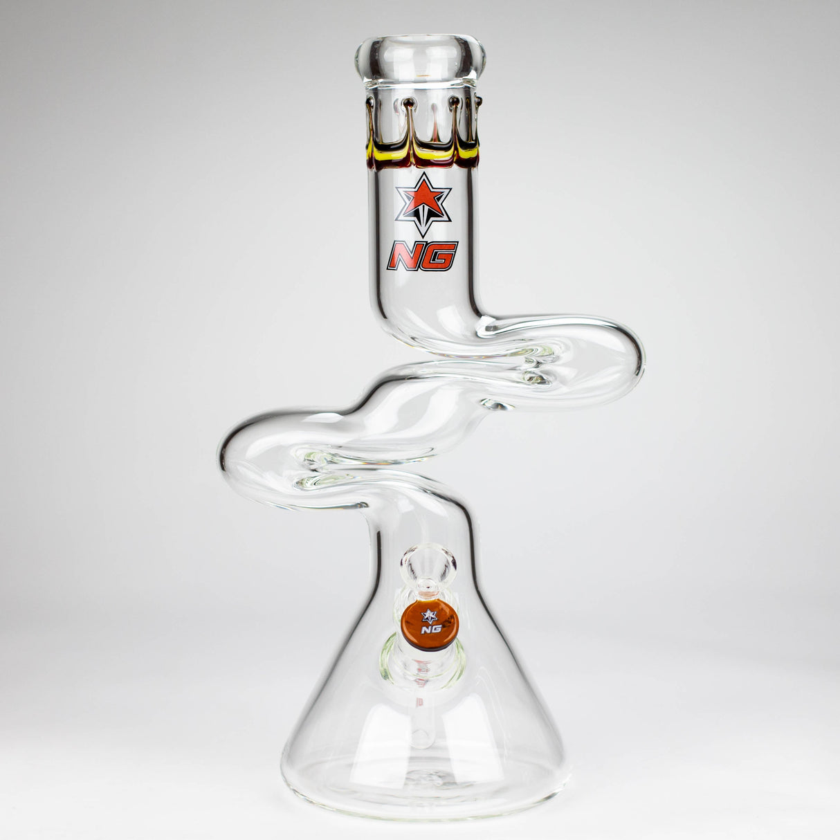 Bang en verre Zig-Zag double coude NG 14 po