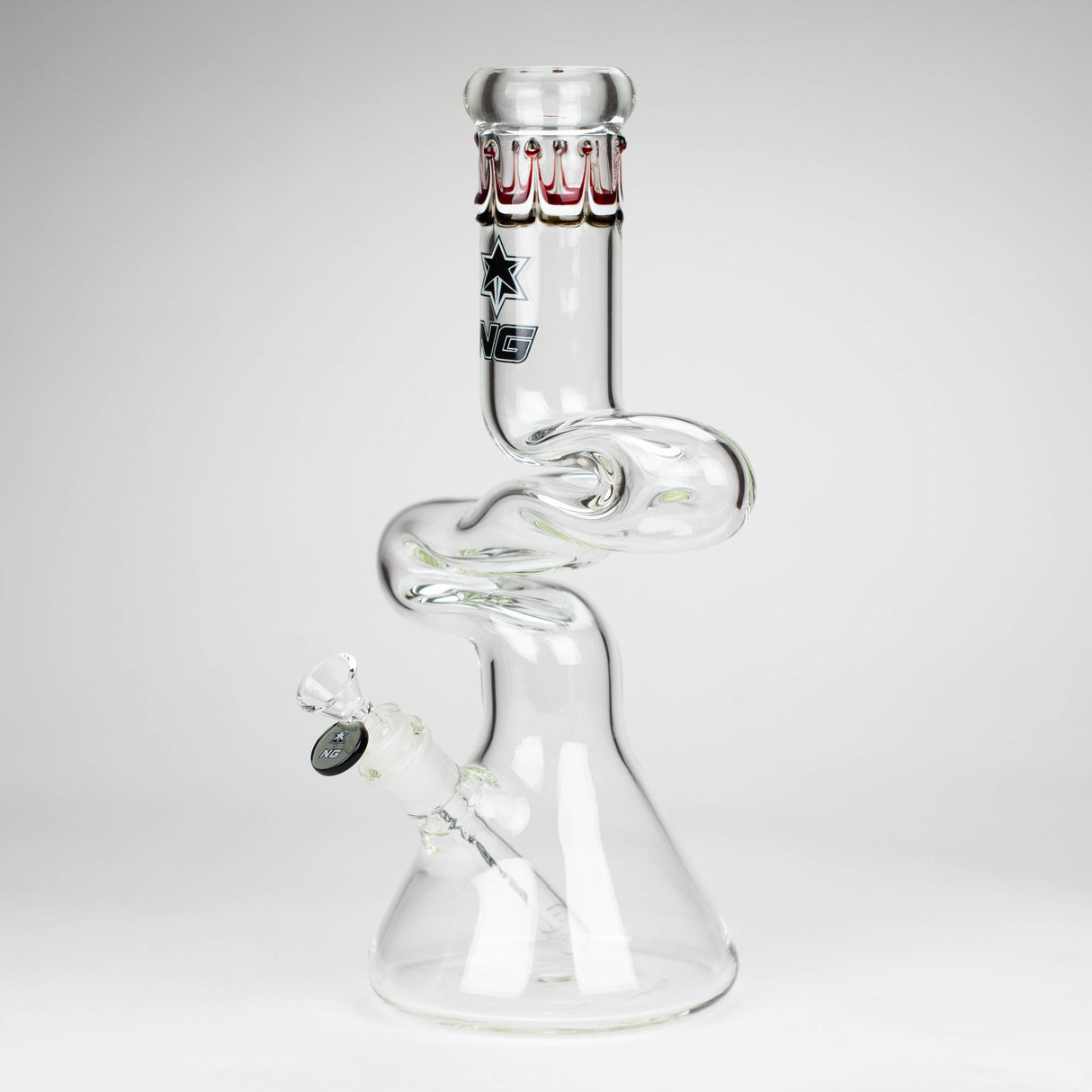 Bang en verre Zig-Zag double coude NG 14 po