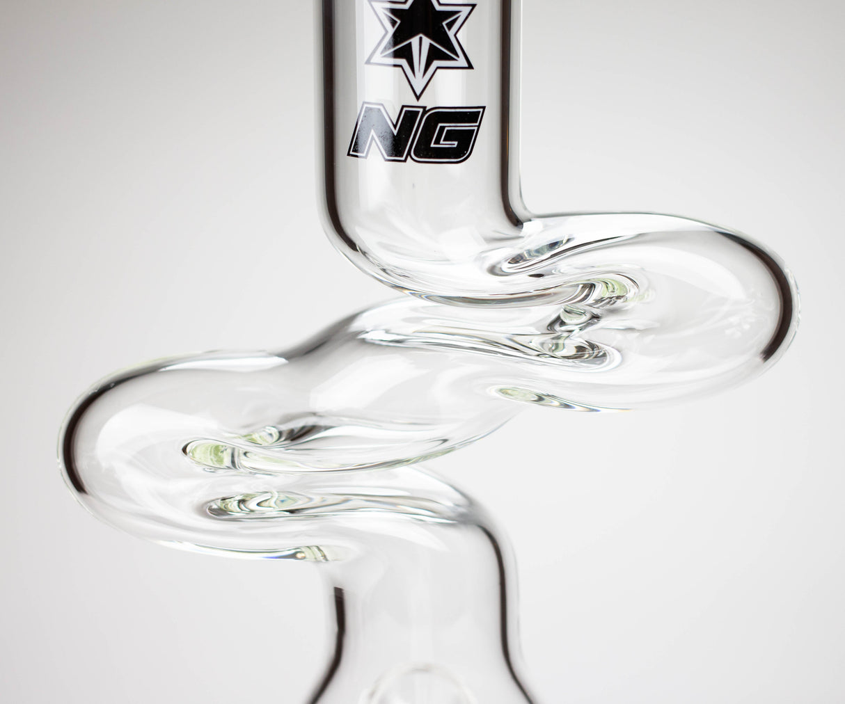 Bang en verre Zig-Zag double coude NG 14 po