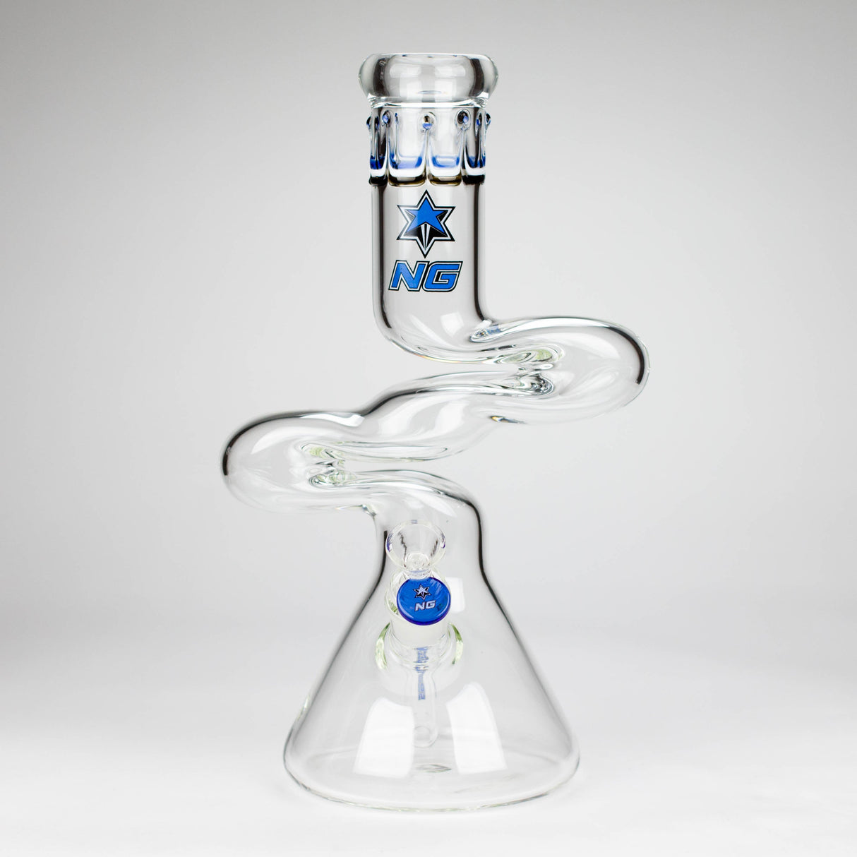 Bang en verre Zig-Zag double coude NG 14 po