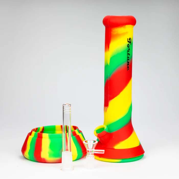 Fortune 12" Assorted Striped Silicone Beaker Bong
