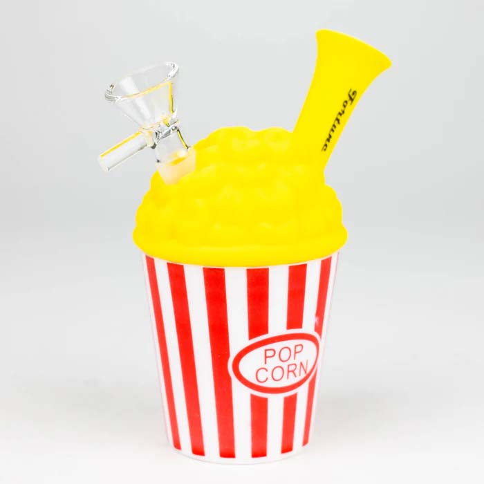 Mini bong en silicone 6" motif Popcorn Fortune