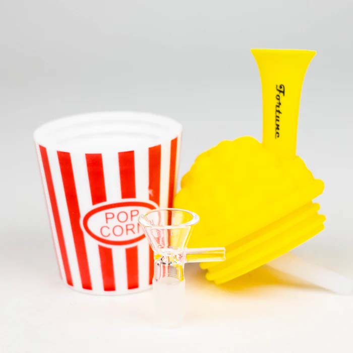 Mini bong en silicone 6" motif Popcorn Fortune