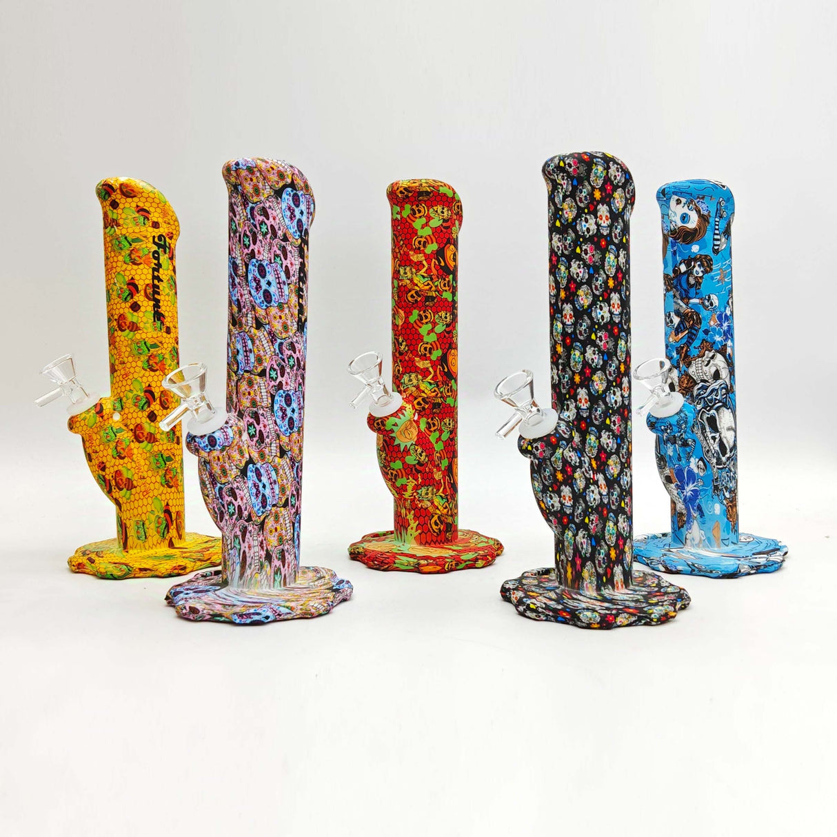 Fortune 10" Assorted Hydrographic Silicone Water Pipe