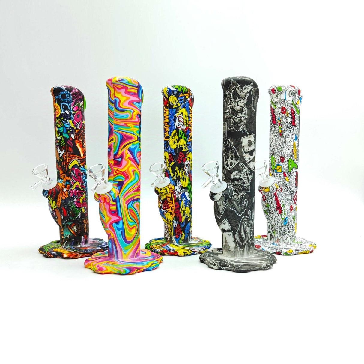 Fortune 10" Assorted Hydrographic Silicone Water Pipe