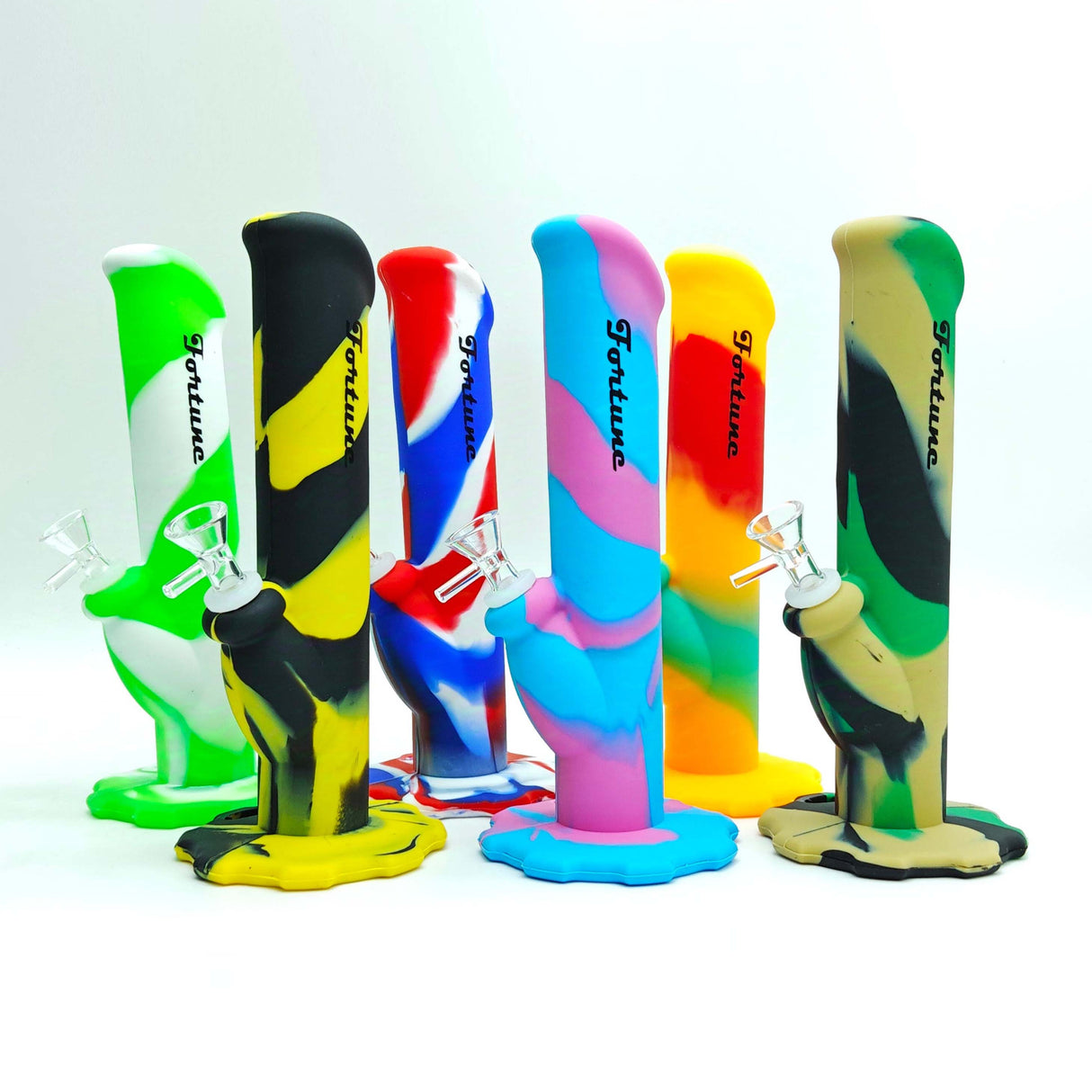 Fortune 10" Assorted Swirl Silicone Water Pipe