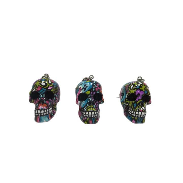 Super Supplys Inc Keychain Resin Skull Keychain with Water Transfer Print Resin Skull Keychain with Water Transfer Print