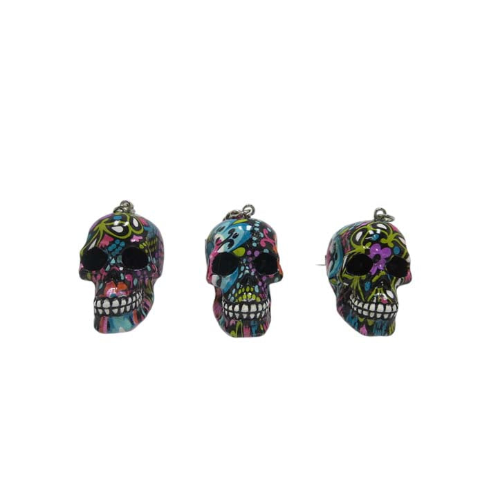 Resin Skull Keychain with Water Transfer Print