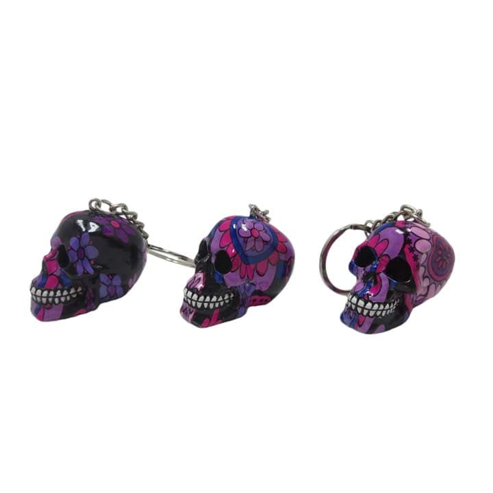 Super Supplys Inc Keychain Resin Skull Keychain with Water Transfer Print Resin Skull Keychain with Water Transfer Print