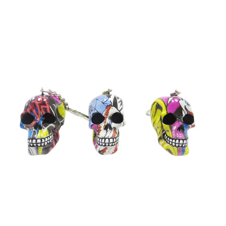 Resin Skull Keychain with Water Transfer Print