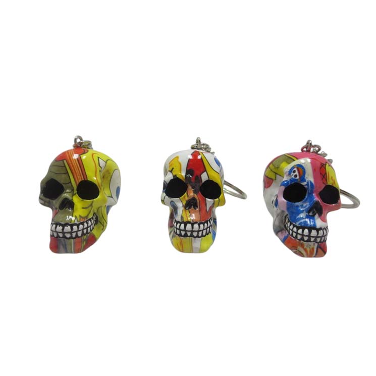 Resin Skull Keychain with Water Transfer Print